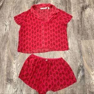 Victoria’s Secret XS Red Sheer Pajama Set